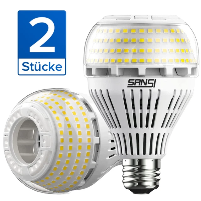 2X SANSI 200W LED Birnenlicht Leuchtmittel 5000K Kaltweiß Lampe E27 230V CE COC