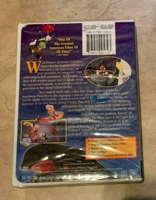 Pinocchio Disney Gold Collection DVD NEW factory sealed w/ Buena Vista Logo READ 2