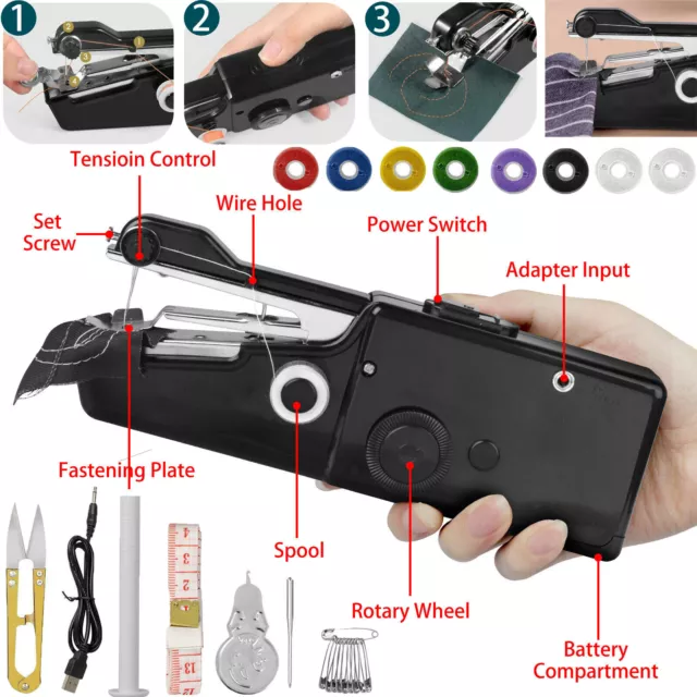 DIY Electric Mini Sewing Machine Stitch Portable Hand Cordless Travel Household