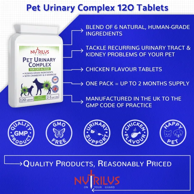 Pet Urinary 120 Tablets - Cats & Dogs - Chicken Flavour - Kidney, UTI, Cystitis 2