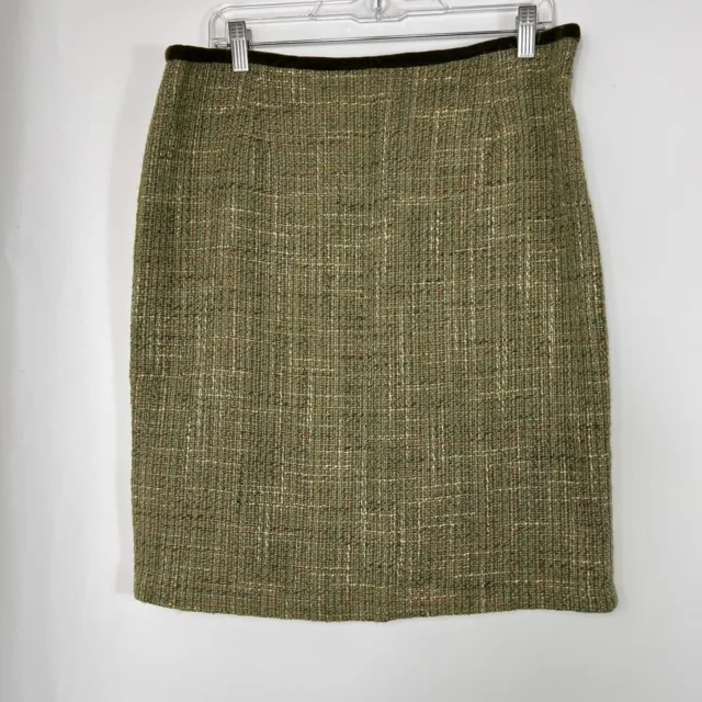 Cynthia Steffe Skirt Women's Size 14 Green Tweed Pencil Wool Blend Lined