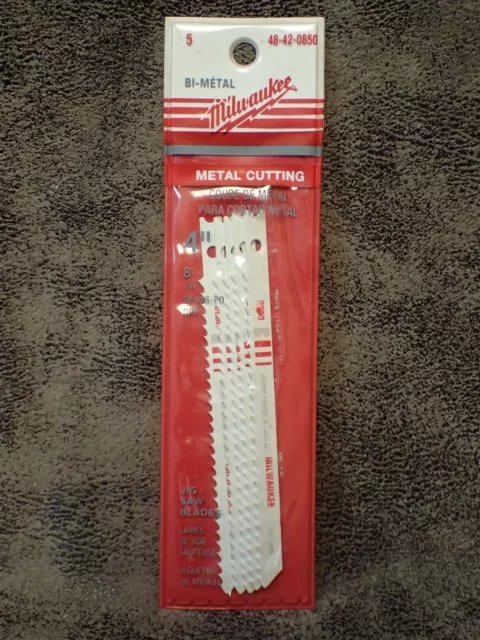 (5-pk) 48-42-0850 Milwaukee 8T, 5/16" Bi-Metal Jig Saw Blades 4"OAL, NOS (BN121)