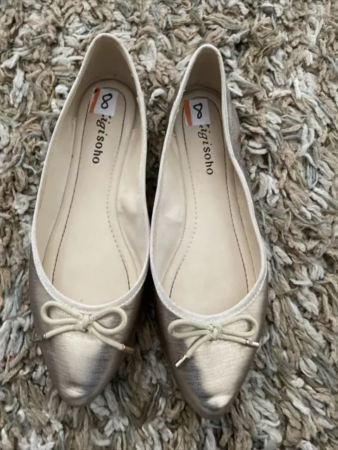 ZiGi Soho Tashia Ballet Flat Pointed Toe Gold Womens Size 8