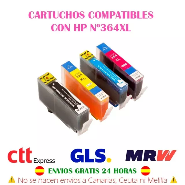 Pack de 10 cartuchos de tinta compatibles con HP Nº 364 XL DeskJet OfficeJet