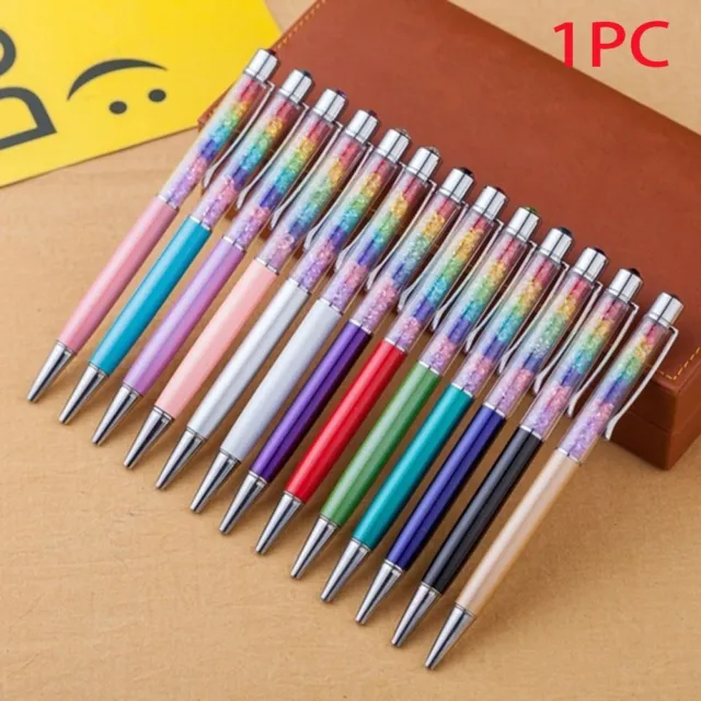 1pc Office Metal Rainbow Stationery Diamond Ballpoint Pen Crystal Rotary