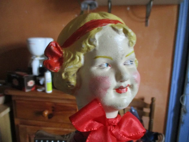 ANCIENNE MAROTTE FOLIE Arlequin Tete Porcelaine Poupee Jouet Xixe Doll