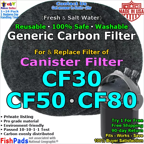 For Aquarium Canister Filter CF30,CF50,CF80 Fish Water Tank Compatible CarbonPad