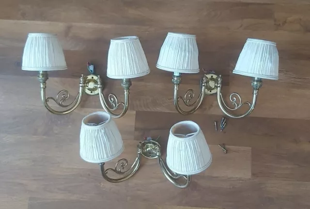 Christopher Wray Solid Brass Wall Sconces. Three X Lights, Material Shades .