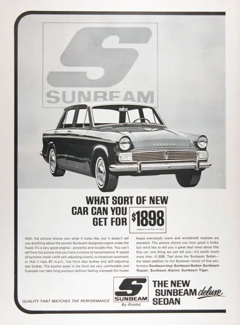 1965 SUNBEAM DELUXE SEDAN Original Vintage Advertisement ~ MSRP $1,898