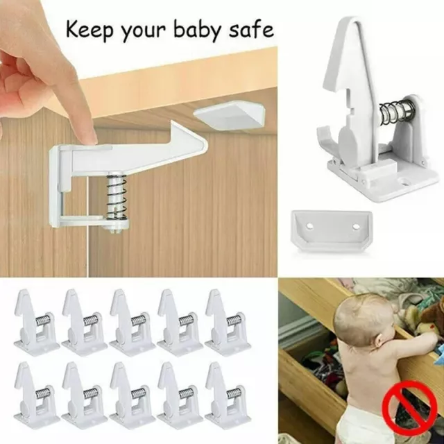 Sliding Cabinet Locks Safety Baby Proof Kitchen Cupboard Door Drawer Lock SH