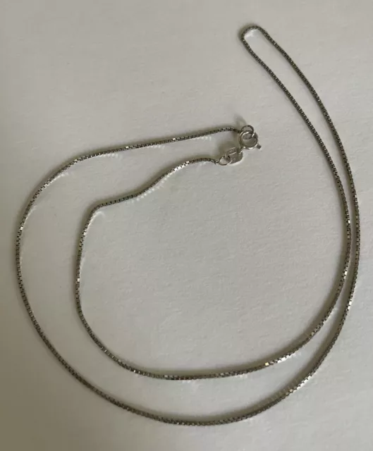 14k White Gold Box Chain 18”