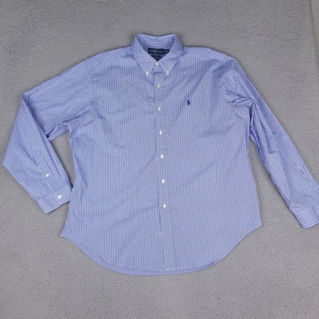Ralph Lauren Shirt Mens XXL Blue Striped Classic Fit Button Down Pony Preppy