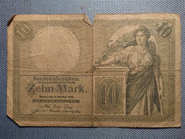 alter Reichskassenschein Geldschein Zehn 10 Mark Berlin 6. Oktober 1906 M2359743