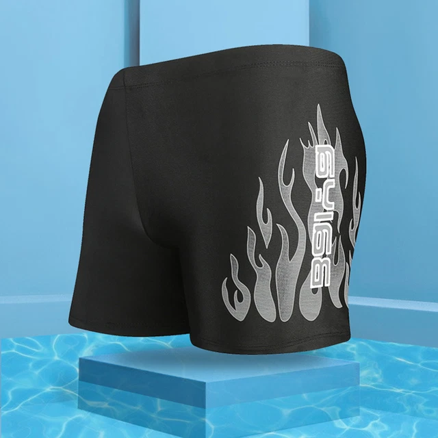 Bathing Trunks Bodycon Mid Waist Flame Print Bathing Short Pants Wear-resistant