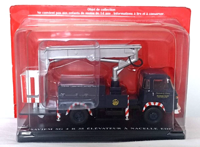 Norev Code 3 1/43 - Saviem SG4 Nacelle Pompiers - Modèle Modifié Unique