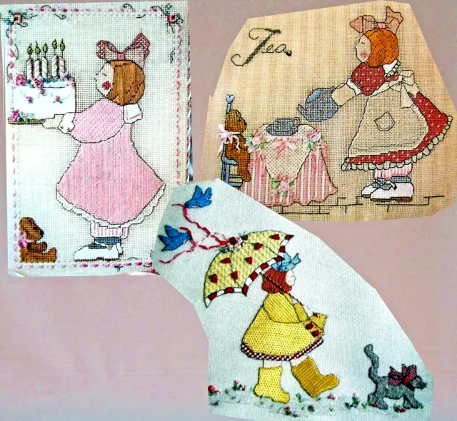 Birthday Make Wish Tea Time April Showers Ivy 3 CREWEL NEEDLEPOINT PRO PATTERNS