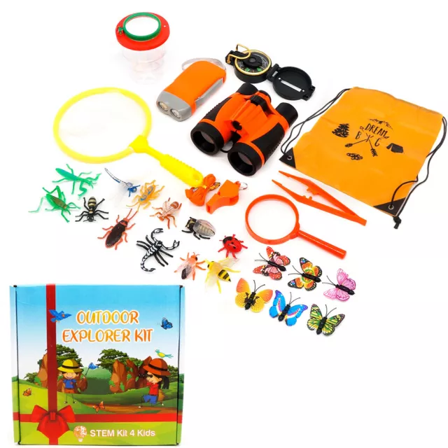 27pcs Bug Catcher Explorer Bag Kids with Insect Magnifying Glass Viewer Torch