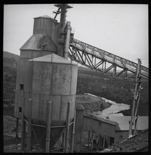 VINTAGE Magic Lantern Slide SILO MINING RELATED ? TASMANIA C1949 PHOTO AUSTRALIA