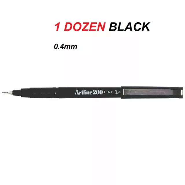 Artline EK200 Fineliner 0.4mm  - 1 DOZEN BLACK