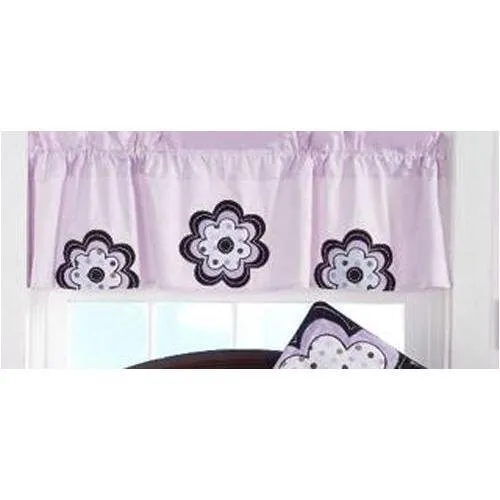 Beansprout Mod Daisy Window Valance - Pink Chocolate Floral Baby Nursery