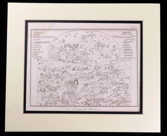 Ancient Roman Mosaic Palestine Israel Greek Rare Antique Engraving 1821