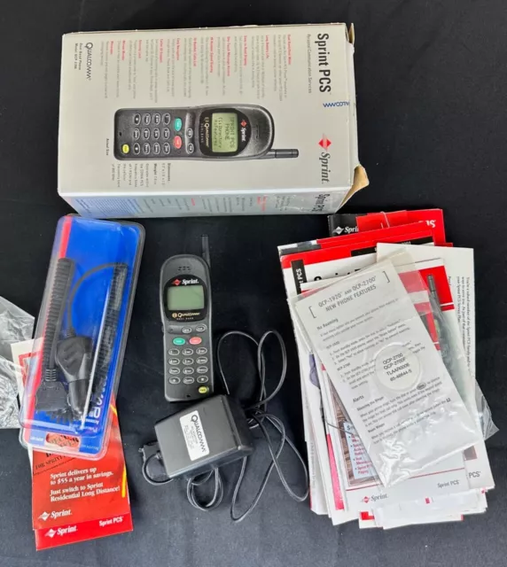 Vintage Sprint PCS Qualcomm QCP-2700 Cell Phone in Box Manuals  2 Chargers WORKS