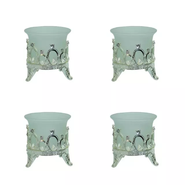 4x Wedding  Tea Light Candle Holder Set Silver Metal Centre Table Decoration