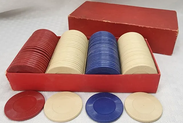 Vintage Poker Chips - Original Box - 100 Piece Count Travel Pack - Card Games