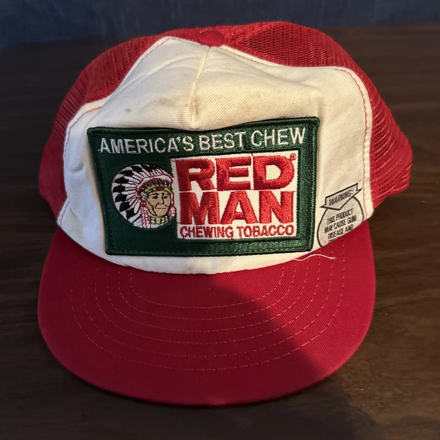 Redman Cap VINTAGE RED MAN Chewing Tobacco Trucker Snapback Cap Hat Made In USA ...
