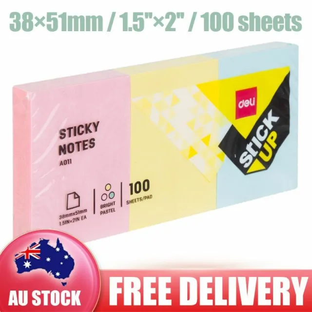 2x Deli Bright Color Sticky Notes Index Tabs Stickers Marker Paper Message Memo