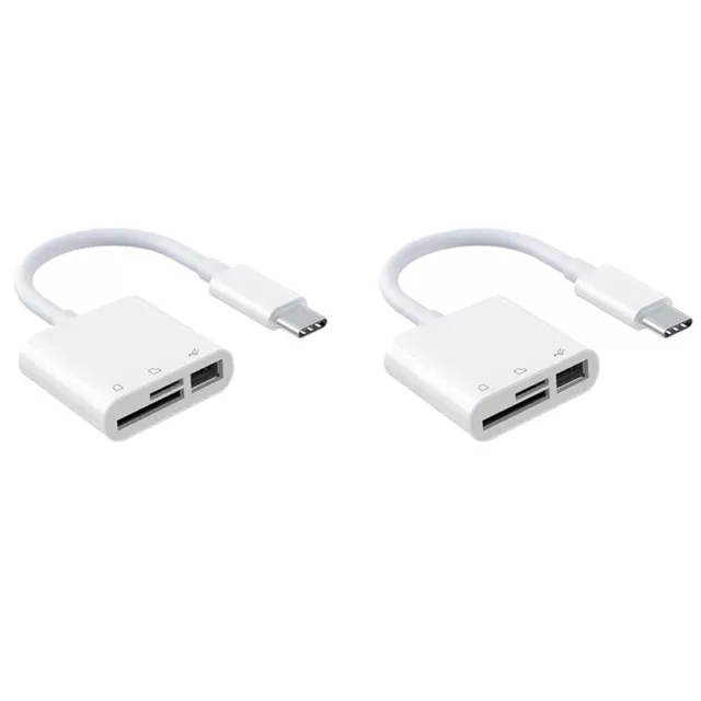 2X Lector de Tarjetas de Memoria 3 en 1 Tipo C una USB  TF OTG HUB Adaptado1248