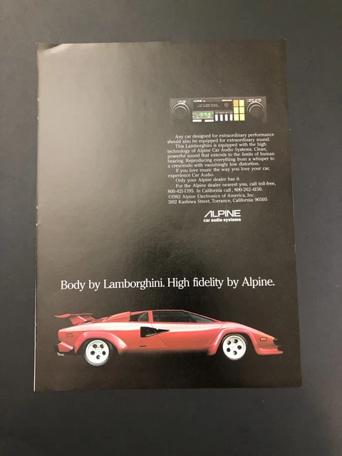 Lamborghini Countach Alpine Vintage Original Print Ad Advertisement Printed A23