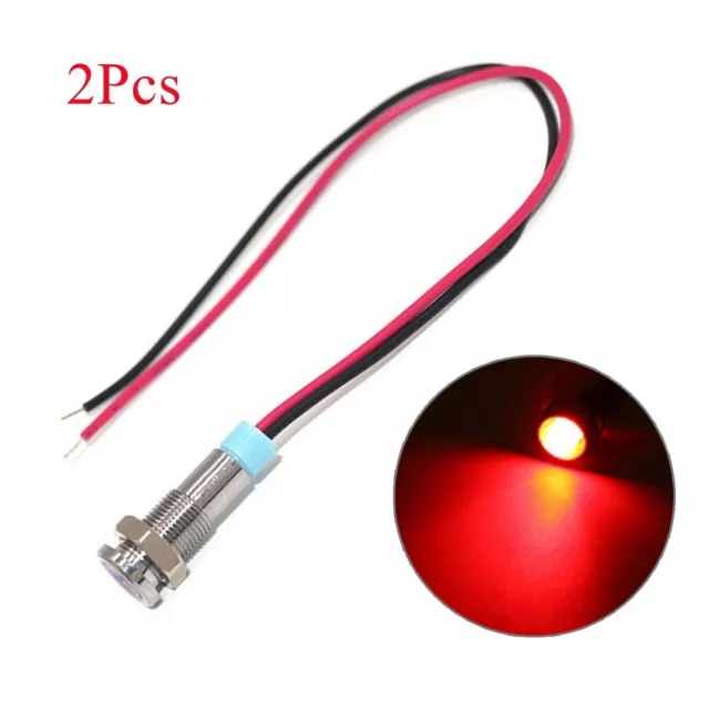 2* Ultra Small Motorcycle Red LED Brake & Running Tail Lights/Panel Pilot Lamp 2