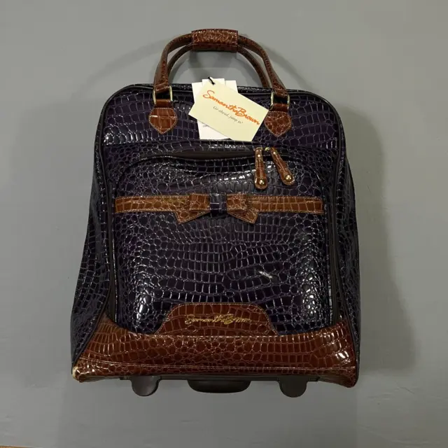 Samantha Brown  Purple Croco Embossed  Rolling Carry-on Suitcase 20"