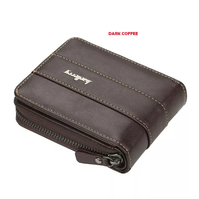 Men Men's S1 Leather Wallet ID Credit Card Holder Clutch Bifold Zipper Coin 3