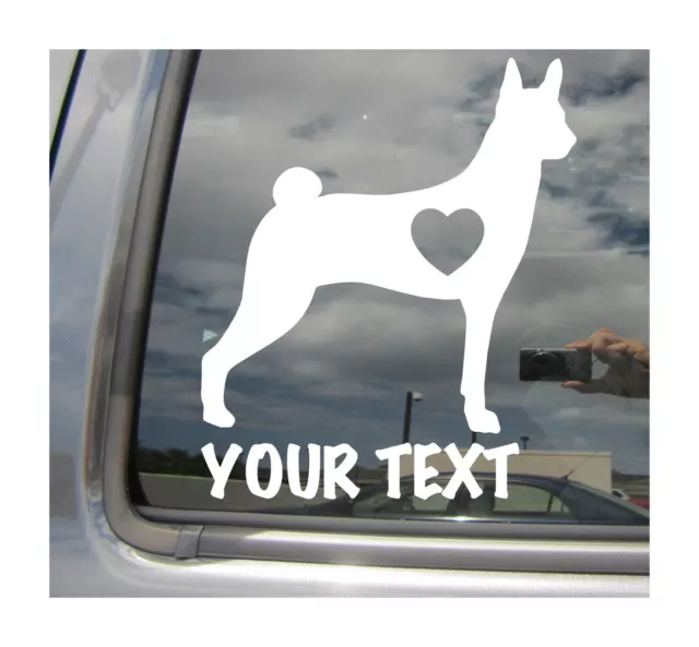 Basenji Dog Heart Love - Custom Text - Car Window Vinyl Decal Sticker 01116