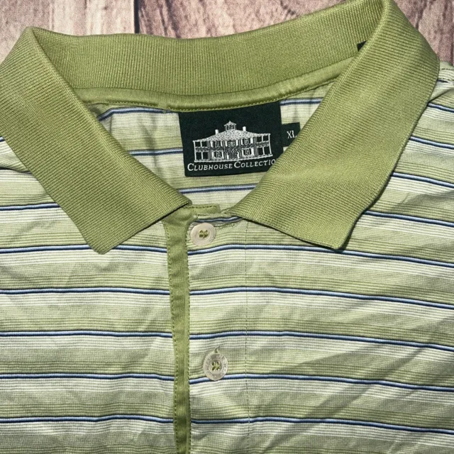 THE MASTERS CLUBHOUSE Collection Green Striped Golf Polo Shirt Mens ...