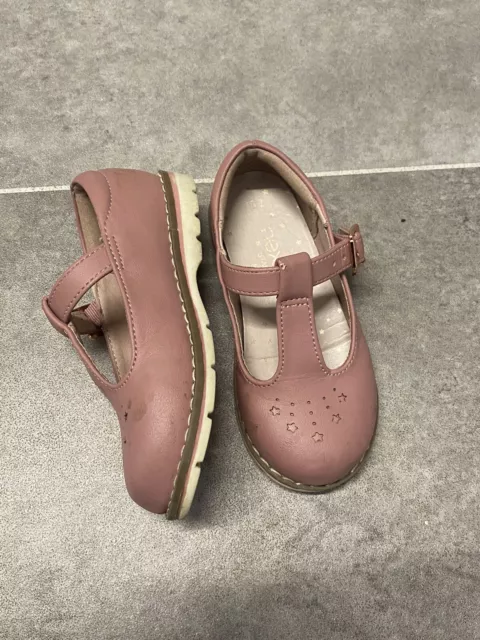 NEXT GIRLS TODDLER shoes t bar shoes pink star charm Size 7.5 F