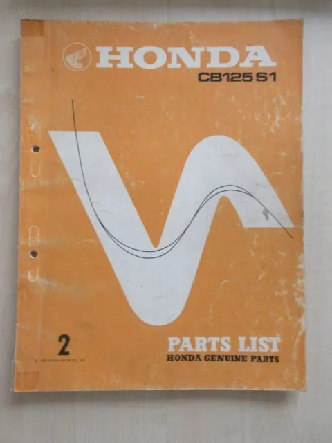 Honda CB 125 S 1 Ersatzteil Katalog Parts List Catalog 1976