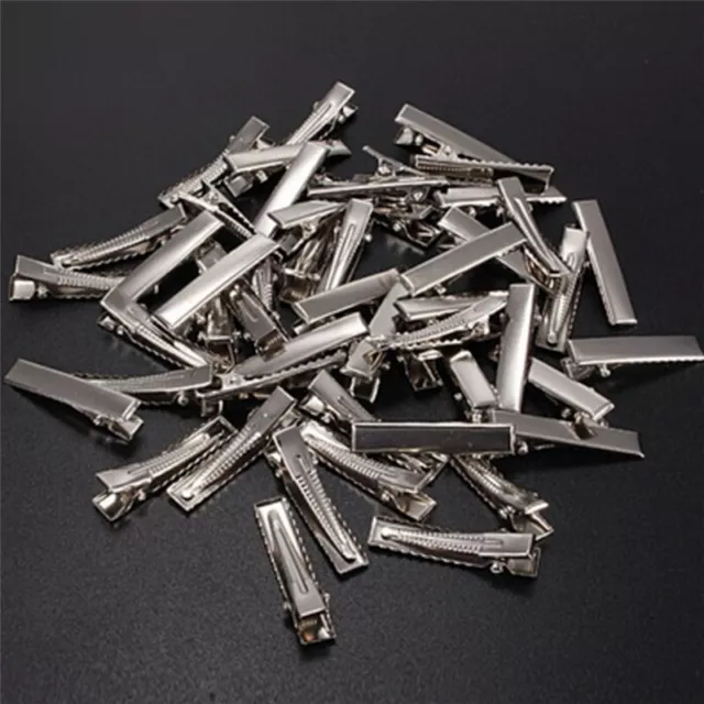 50PCS Hair Clips Fashion Metal Silver Prong Flat Clips Alligator Metal Hairpi G1