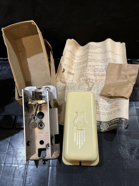 VINTAGE AuthOtone Doorbell Chime Kit w/ Embossed Harp NOS Auth Electric Co VINTAGE AuthOtone Doorbell Chime Kit w/ Embossed Harp NOS Auth Electric Co