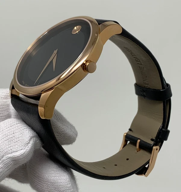 Movado Museum Classic Swiss 40mm Black Dial Black Leather Men's Watch 0607078 SD 3