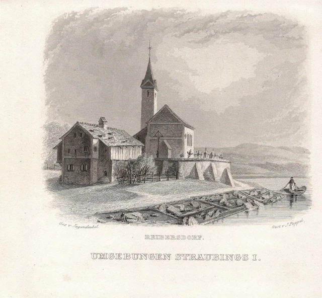 Straubing Sossau Reibersdorf Baviera Incisione Acciaio Jagendeubel/Poppel 1850