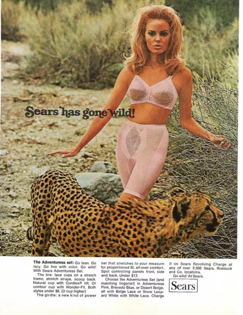 SEARS HAS GONE Wild Tiger Print Ad Sexy Bra Panties 1969 $14.99 - PicClick