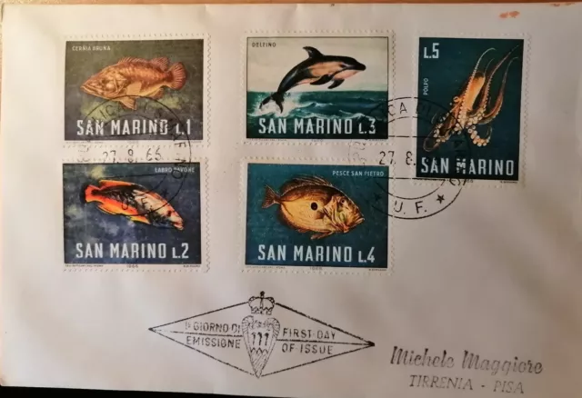 ERSTTAGSBRIEF FDC 1966 San Marino FISCHE  ESST