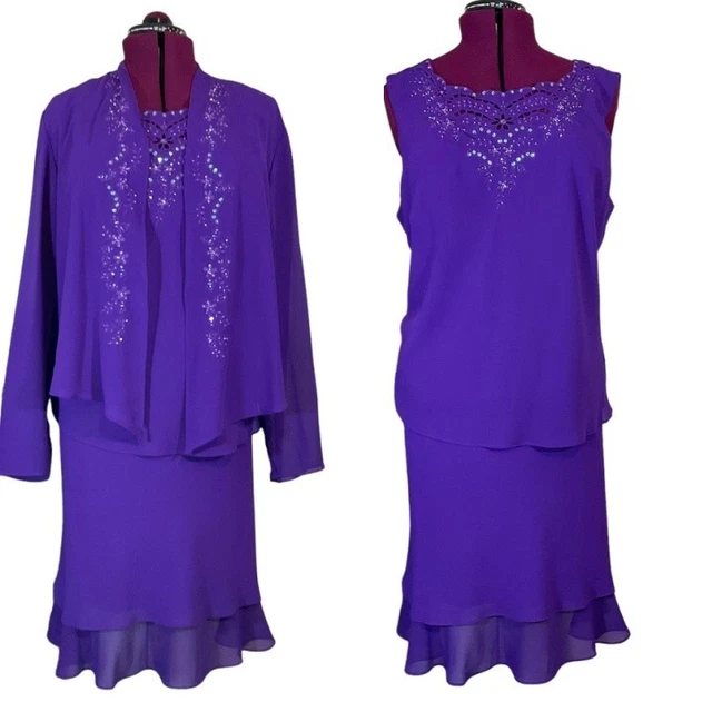 CHRISTIE OF CALIFORNIA Purple Crepe Georgette Mother of the bride 3 pc skirt set