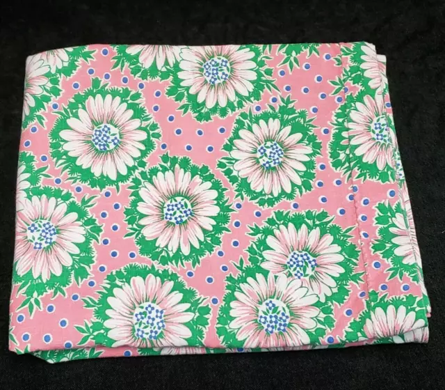 BEST Vintage Feedsack Flour Sack Quilt Fabric 40s Flowers on PINK Dots Estate
