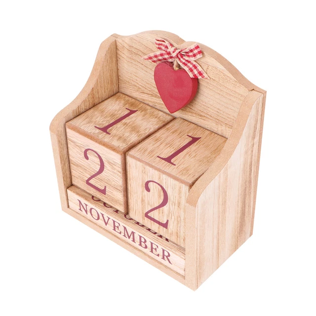 Calendrier De Bureau Perpétuel En Bois 20x14cm - Calendrier à Bascule Réutilisable Noir