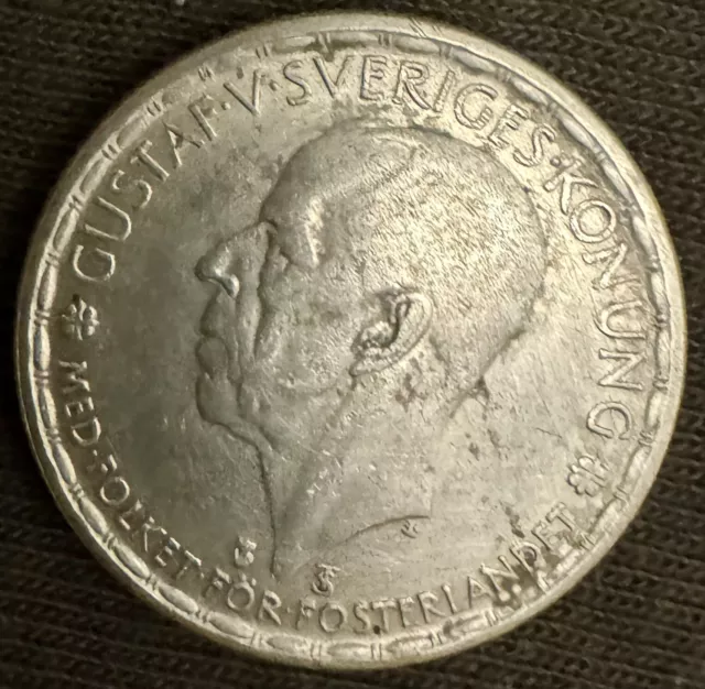 Schweden 1945 1 Krone, Gustav V. Silber 6,9 g  Original