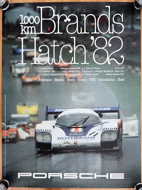 original Porsche Plakat Poster Affiche "Brans Hatch" 1982 Rothmans Porsche 956